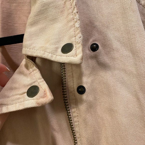 Free People Light Pink Denim Motorcycle Style Jacket - Picture 9 of 13